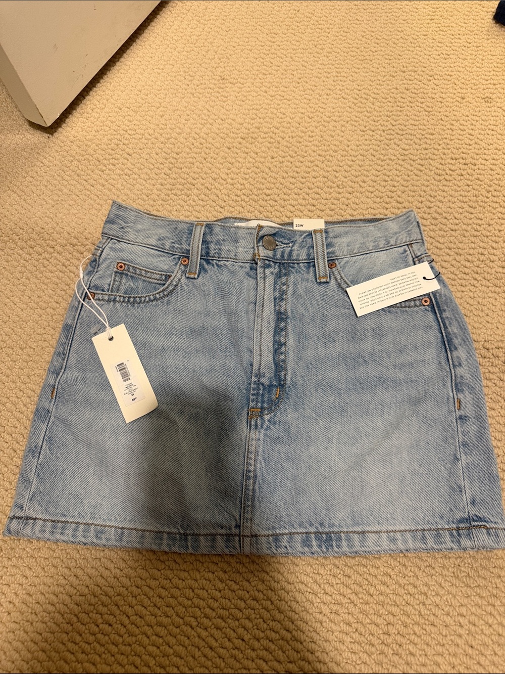 Denim Forum Washed Light Blue Denim Mini Skirt